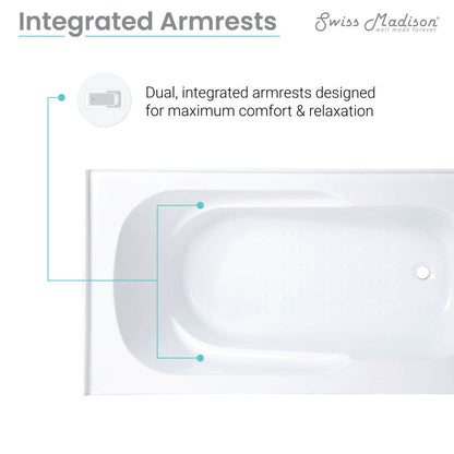 Ivy 60" X 30" Right-Hand Drain Alcove Bathtub with Apron