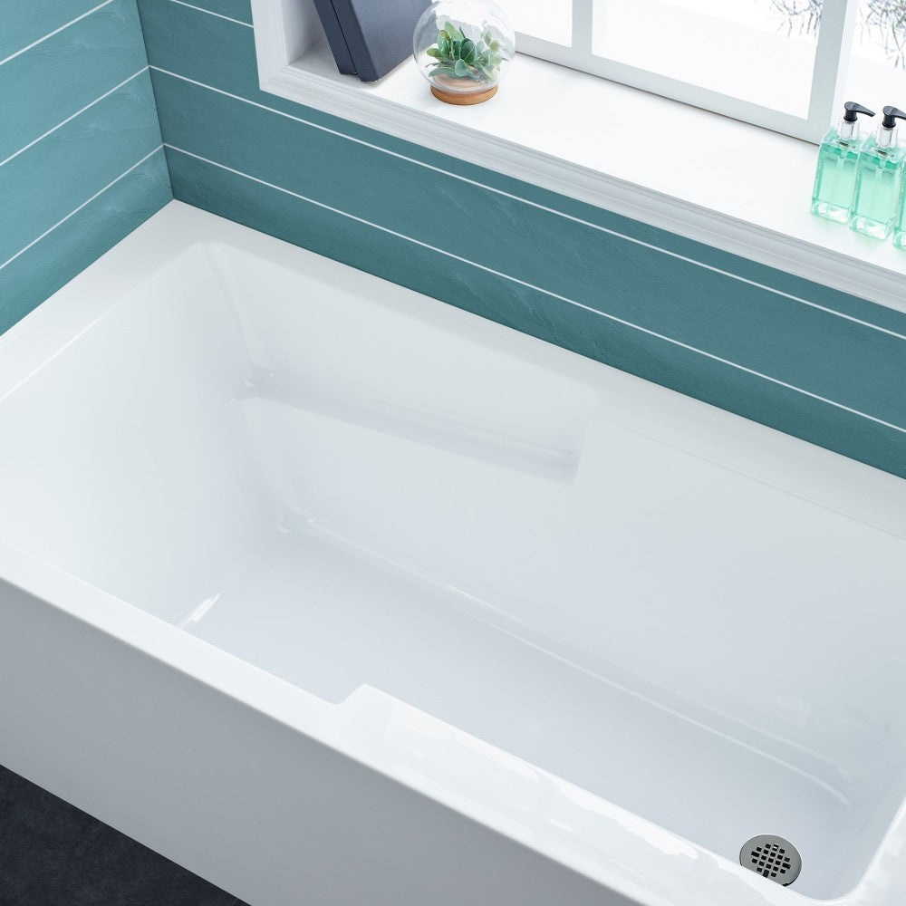 Voltaire 60" X 32" Left-Hand Drain Alcove Bathtub with Apron and Armrest