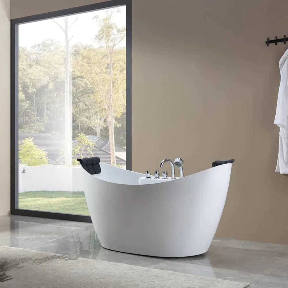 59" Freestanding Whirlpool Bathtub - Center Drain