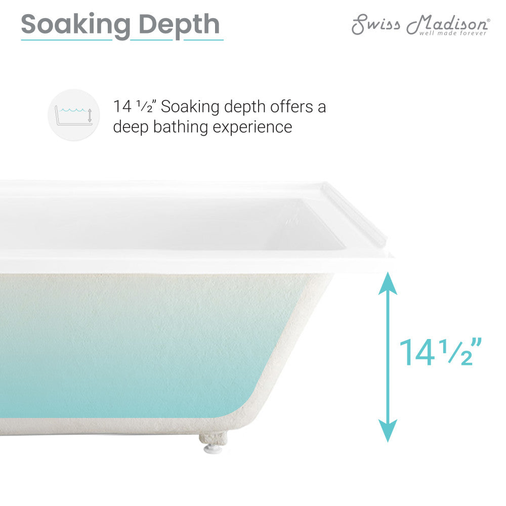 Voltaire 54 in x 30 in Acrylic Glossy White Alcove Integral Right-Hand Drain