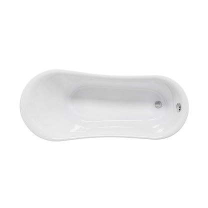 Cache Single Slipper, Clawfoot Soaking Acrylic Bathtub, Chrome Clawfoot