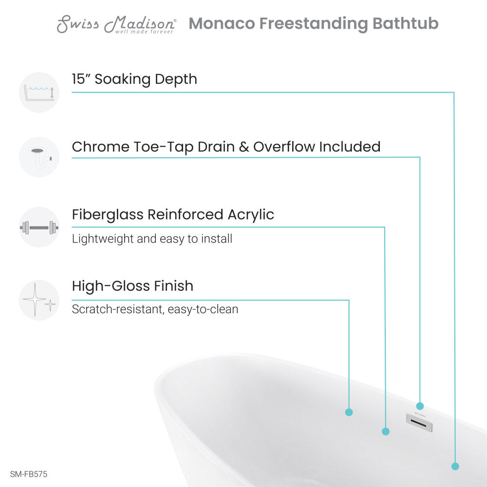 Monaco 67" Freestanding Bathtub