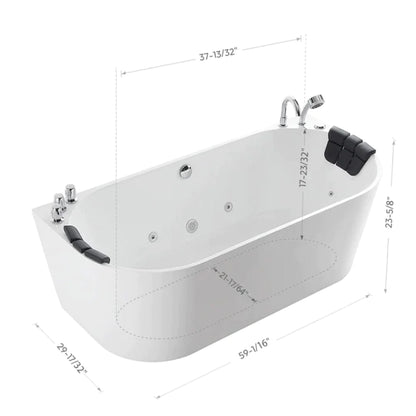 Empava 67" Freestanding Whirlpool Bathtub with Reversible Drain