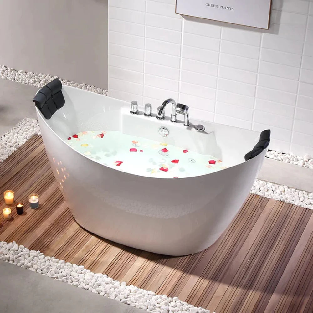 59" Freestanding Whirlpool Bathtub - Center Drain