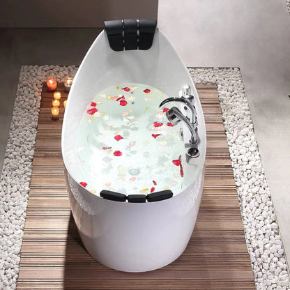 59" Freestanding Whirlpool Bathtub - Center Drain