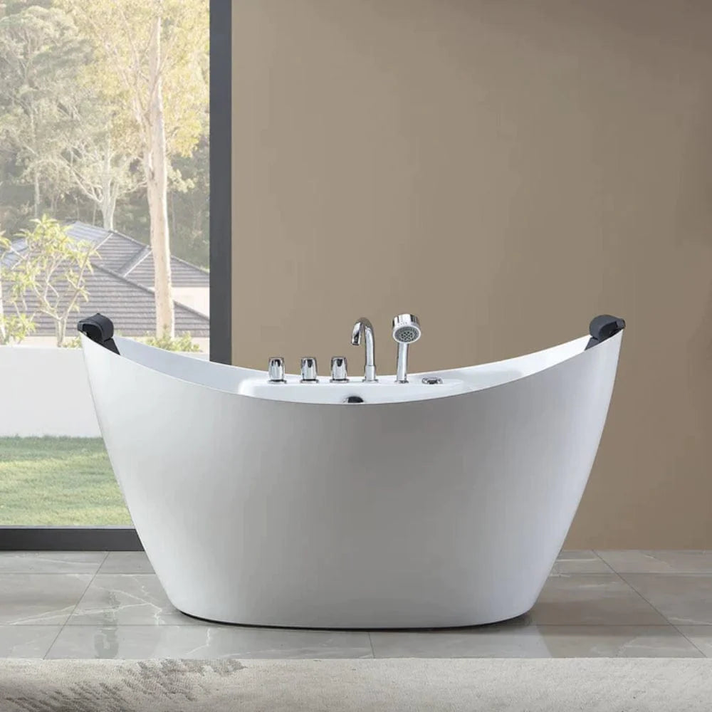 59" Freestanding Whirlpool Bathtub - Center Drain