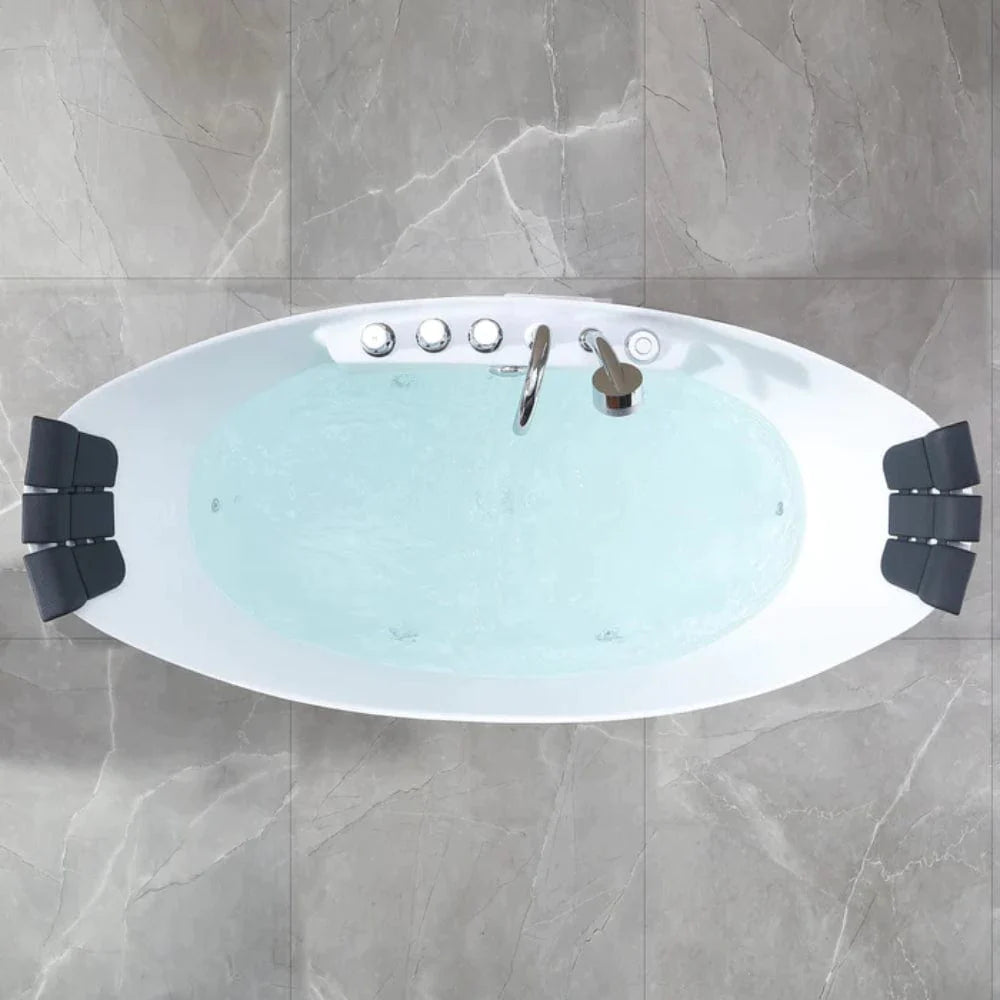 59" Freestanding Whirlpool Bathtub - Center Drain