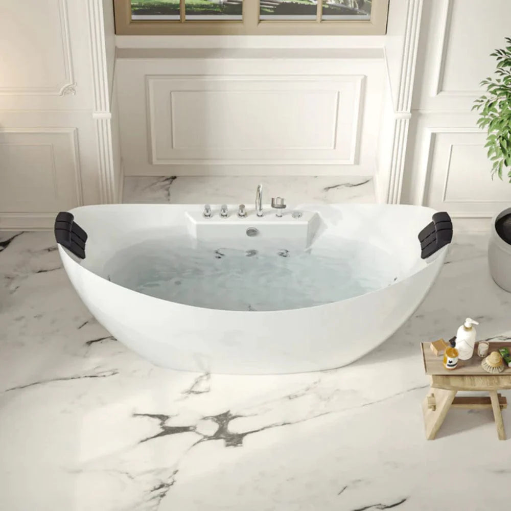 59" Freestanding Whirlpool Bathtub - Center Drain