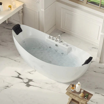 59" Freestanding Whirlpool Bathtub - Center Drain