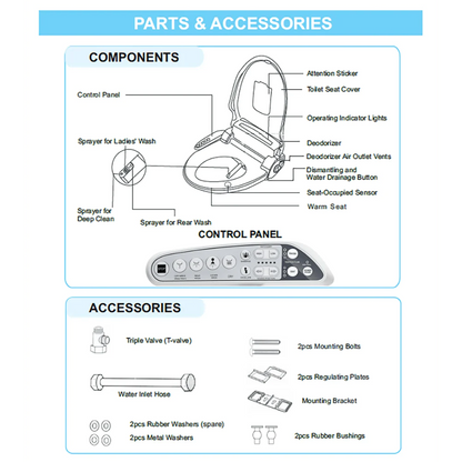 Empava Electric Bidet Seats for Elongated Toilets