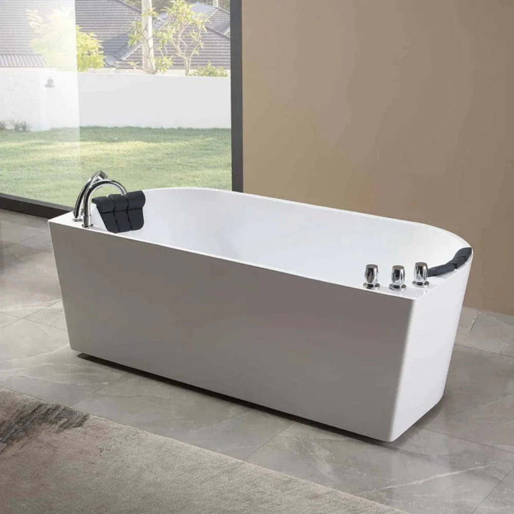 Empava 67" Freestanding Whirlpool Bathtub with Reversible Drain