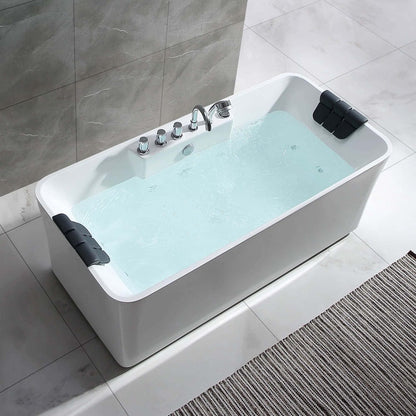 59" Freestanding Whirlpool Rectangle Bathtub - Center Drain