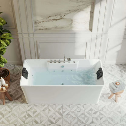 59" Freestanding Whirlpool Rectangle Bathtub - Center Drain