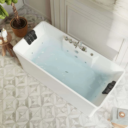 59" Freestanding Whirlpool Rectangle Bathtub - Center Drain