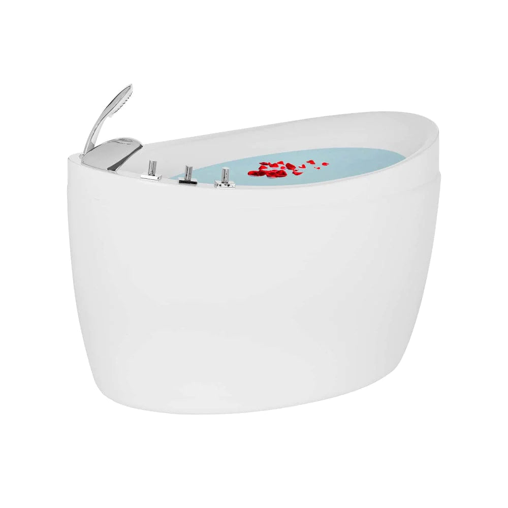 59" Freestanding Air Massage Japanese Style Bathtub with Reversible Drain