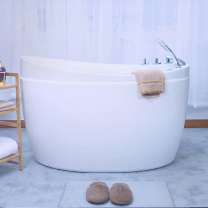 59" Freestanding Air Massage Japanese Style Bathtub with Reversible Drain