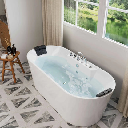 67" Freestanding Whirlpool Bathtub with Center Drain