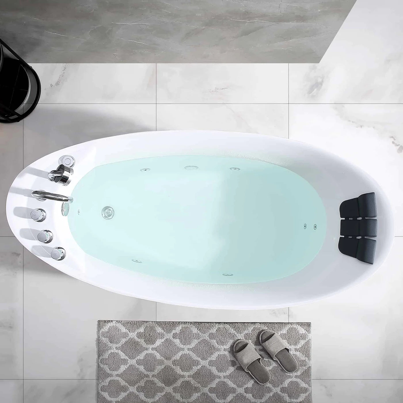 67" Freestanding Whirlpool Bathtub with Reversible Drain