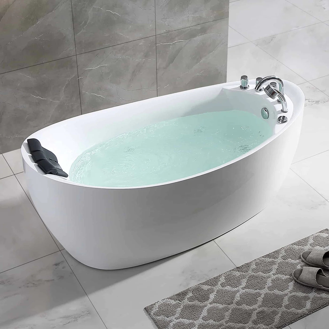 67" Freestanding Whirlpool Bathtub with Reversible Drain