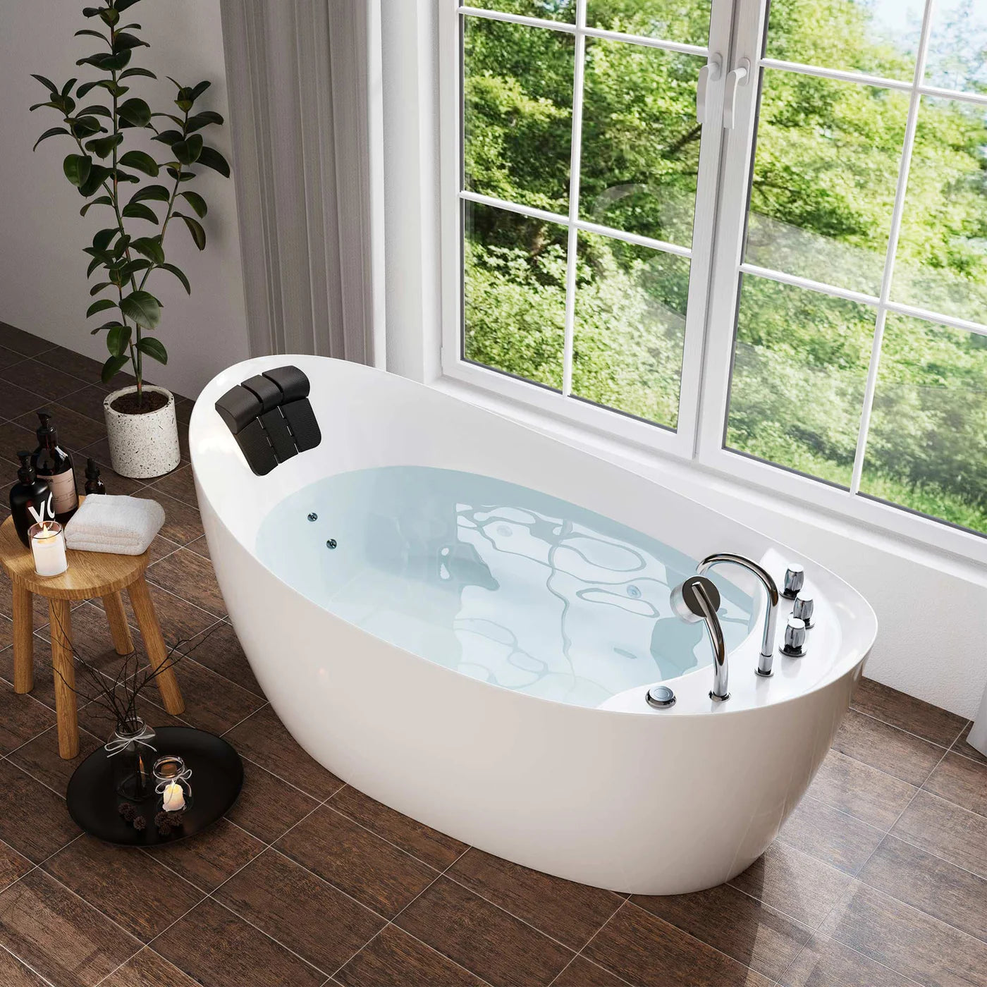 67" Freestanding Whirlpool Bathtub with Reversible Drain