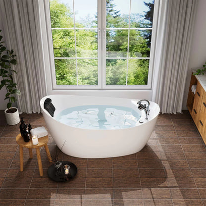 67" Freestanding Whirlpool Bathtub with Reversible Drain