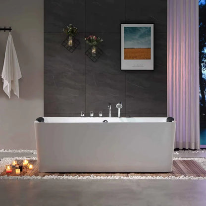 67" Freestanding Whirlpool Bathtub - Center Drain