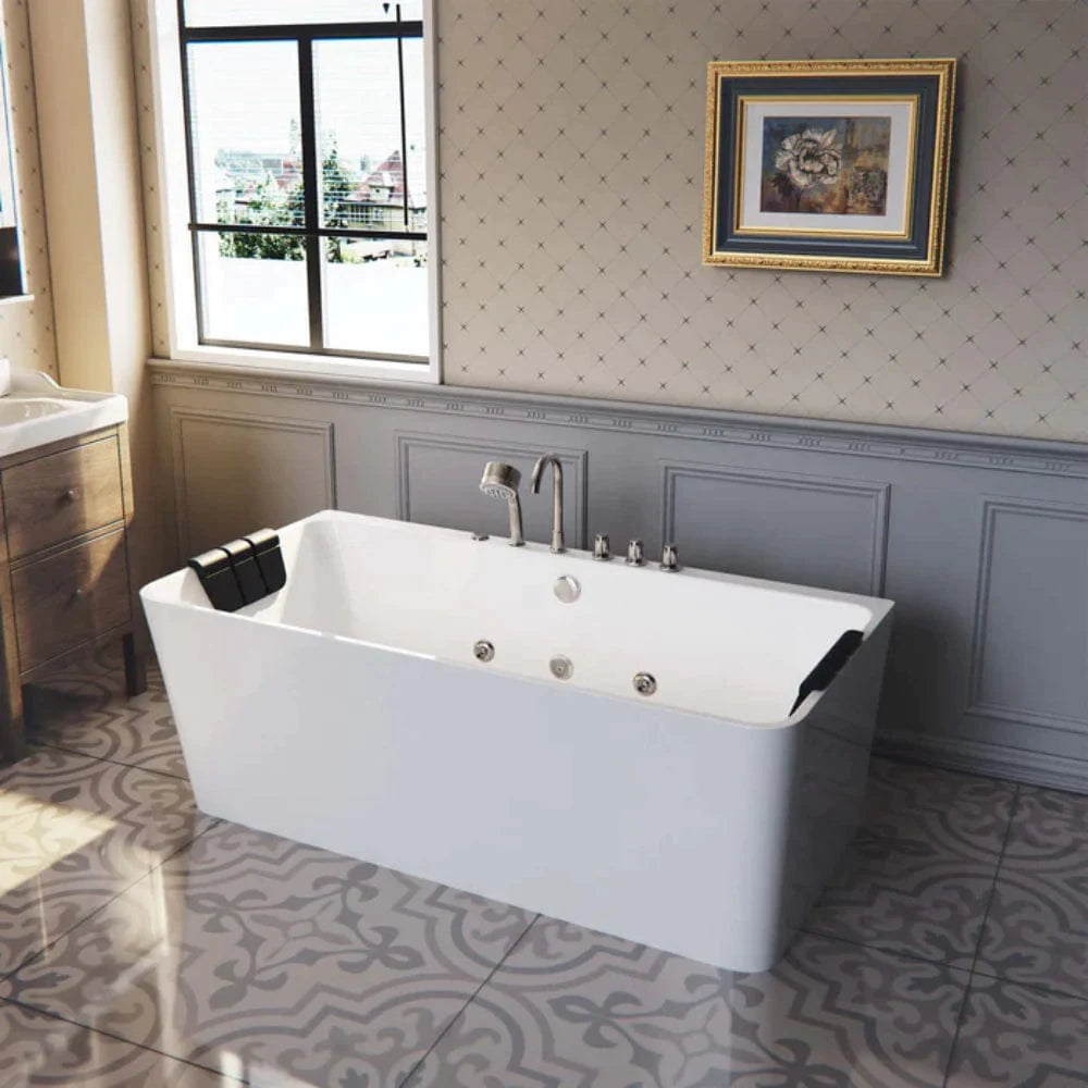 67" Freestanding Whirlpool Bathtub - Center Drain