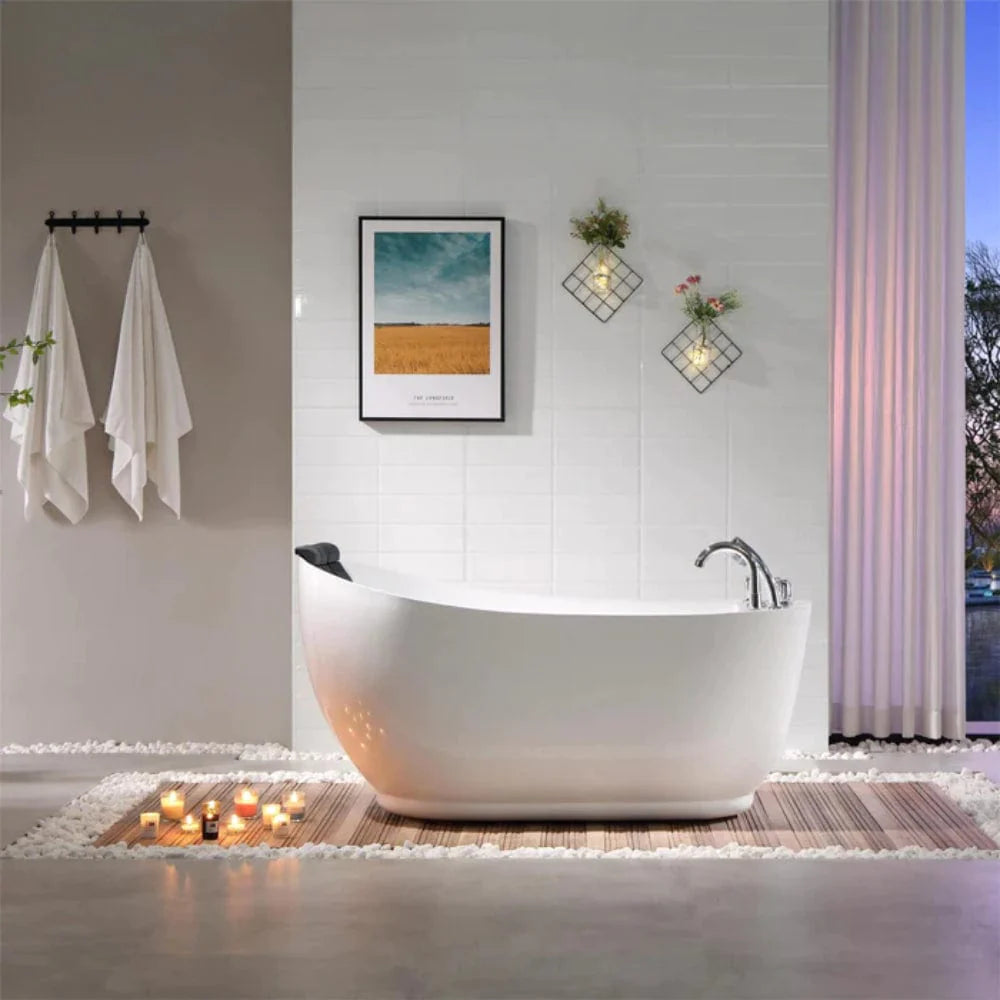 Empava 67" Freestanding Whirlpool Bathtub with Reversible Drain