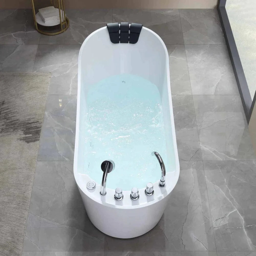 67" Freestanding Whirlpool Bathtub With Reversible Drain