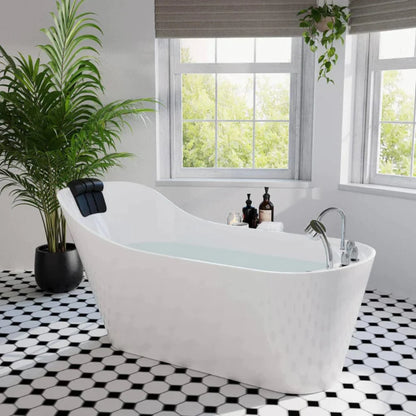 67" Freestanding Whirlpool Bathtub With Reversible Drain