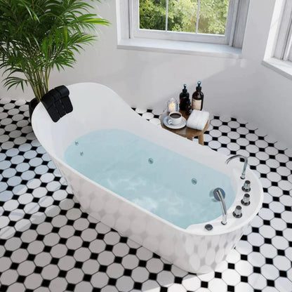 67" Freestanding Whirlpool Bathtub With Reversible Drain