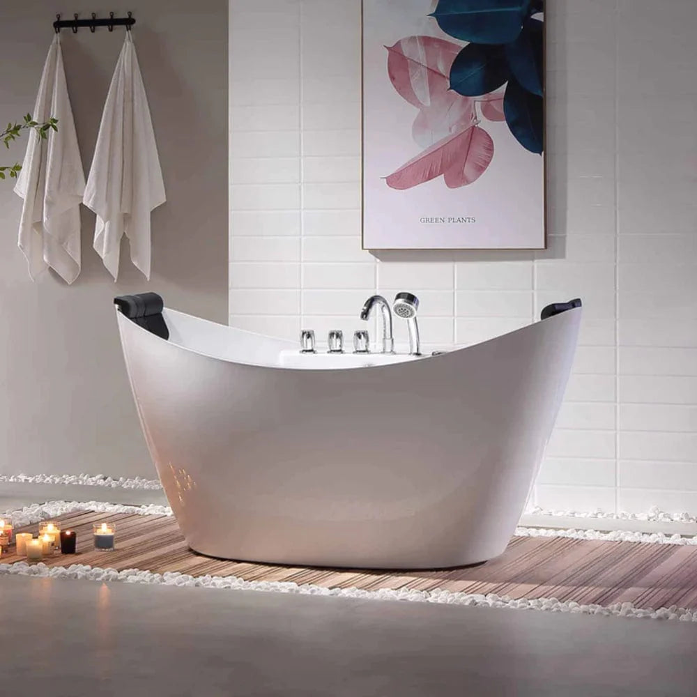 67" Freestanding Whirlpool Bathtub - Center Drain