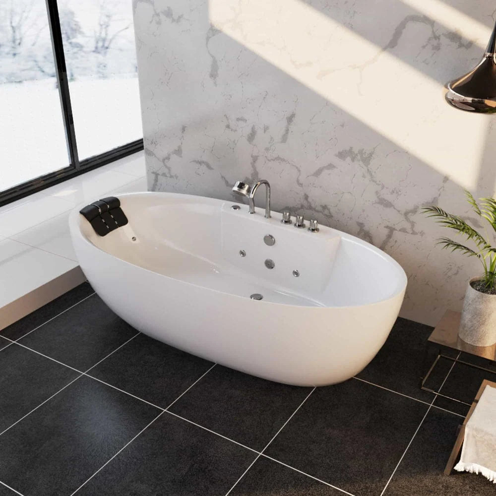 Empava 67" Freestanding Whirlpool Bathtub with Center Drain