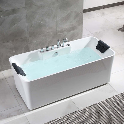 Empava 67" White Freestanding Rectangular Whirlpool Bathtub