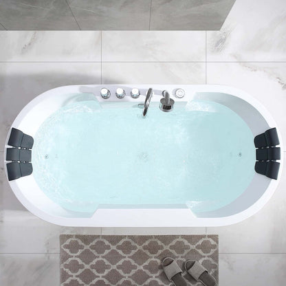 Empava 67" Freestanding Whirlpool Bathtub with Center Drain