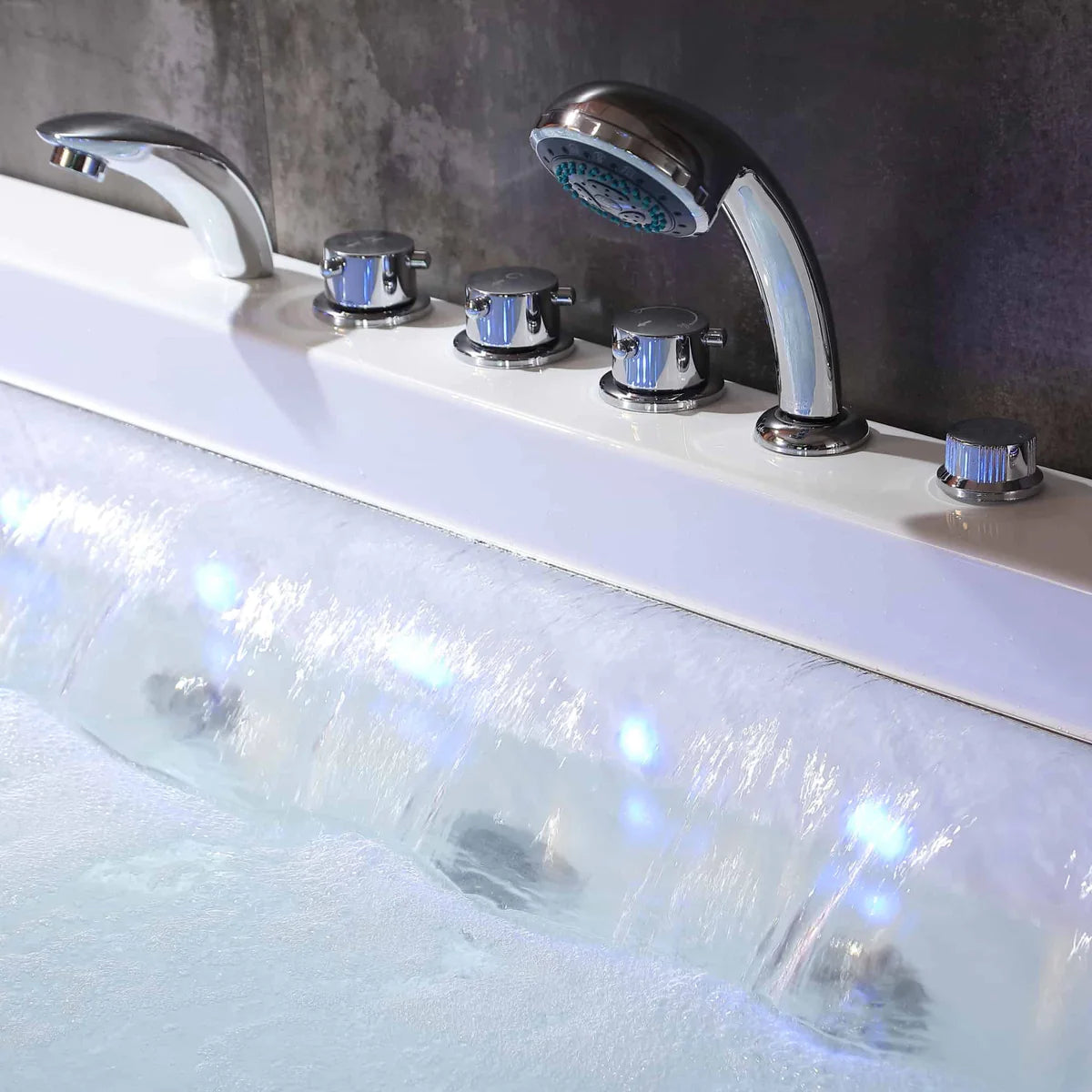 67" Alcove Combination Massage Thermostatic LED Bathtub - Left Drain