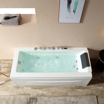 67" Alcove Combination Massage Thermostatic LED Bathtub - Left Drain