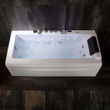 67" Alcove Combination Massage Thermostatic LED Bathtub - Left Drain