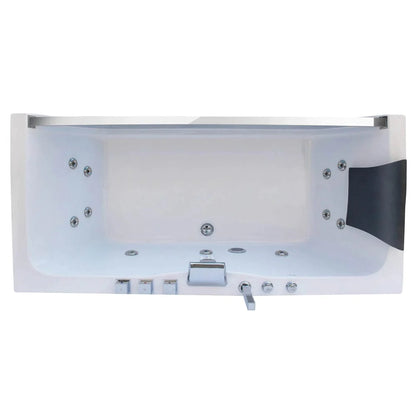 67" Alcove Whirlpool LED Bathtub - Center Drain