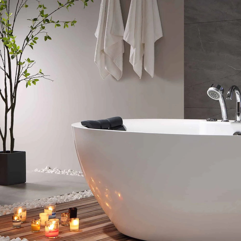 71" Freestanding Whirlpool Oval Bathtub - Center Drain