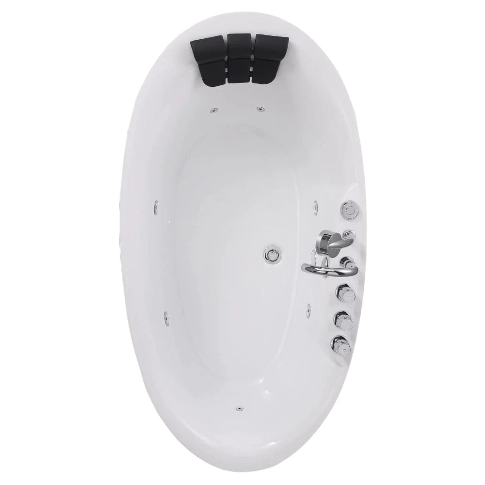 71" Freestanding Whirlpool Oval Bathtub - Center Drain