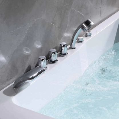 71" Alcove Whirlpool Two-Person Bathtub - Left Drain