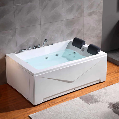 71" Alcove Whirlpool Two-Person Bathtub - Left Drain