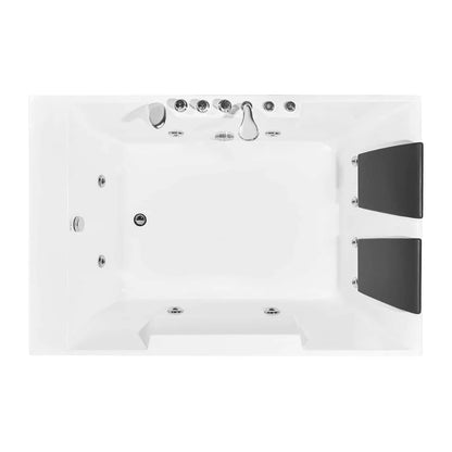 72" Alcove Whirlpool Two-Person LED Bathtub - Left Drain