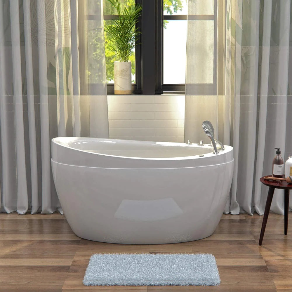 48" Freestanding Air Massage Japanese Style Bathtub with Reversible Drain