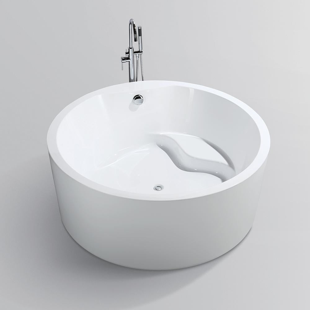 Troyes 59 in. Acrylic Flatbottom Freestanding Bathtub in White, VA6810