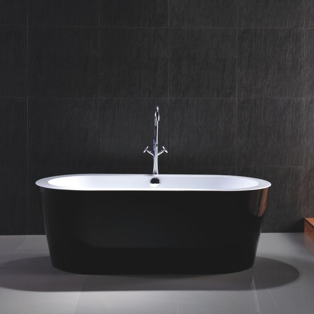 Cholet 59-67 in. Acrylic Flatbottom Freestanding Bathtub in Black and White