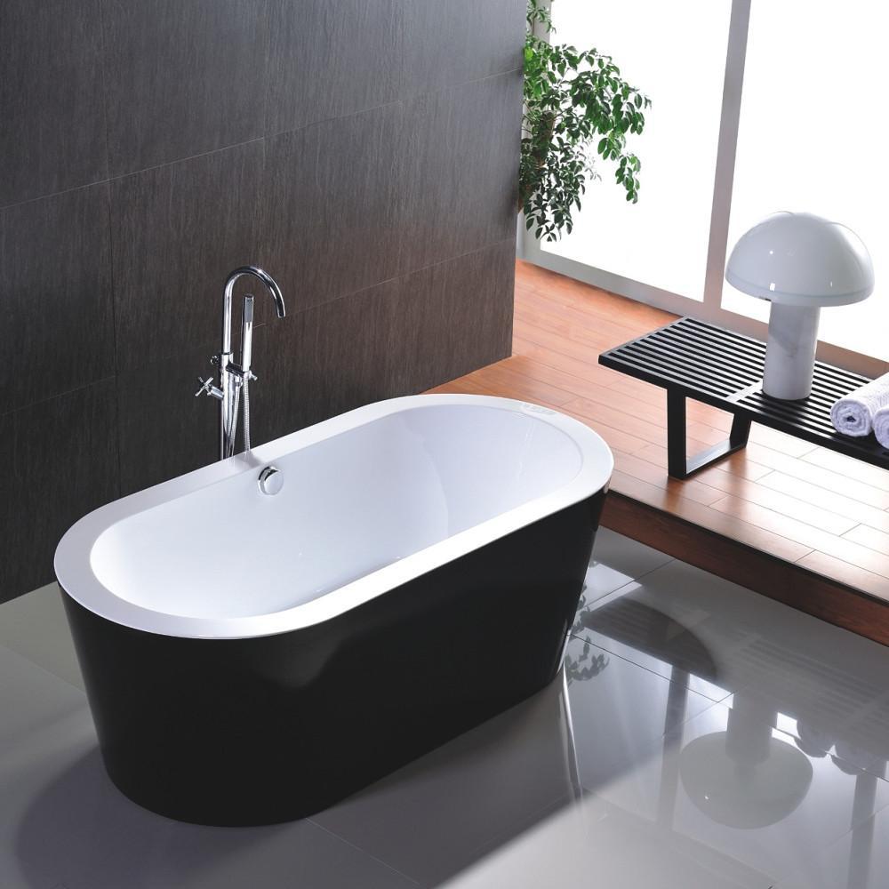 Cholet 59-67 in. Acrylic Flatbottom Freestanding Bathtub in Black and White