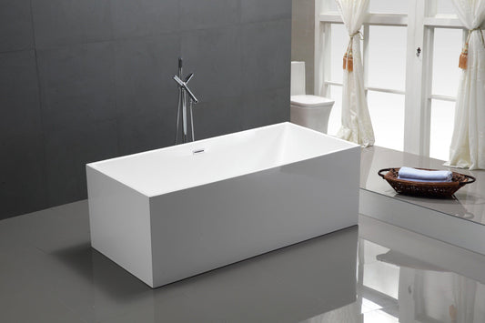 Talence 59 in. Acrylic Flatbottom Freestanding Bathtub in White, VA6813B