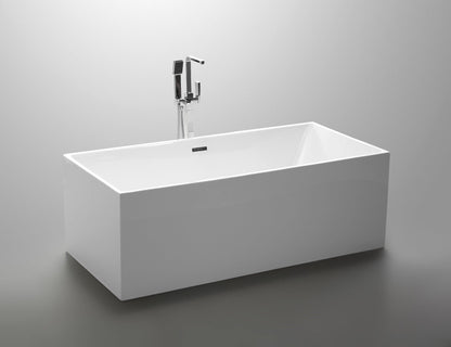 Talence 59 in. Acrylic Flatbottom Freestanding Bathtub in White, VA6813B